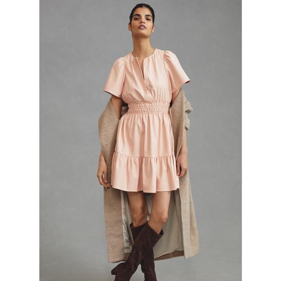 Anthropologie Dresses & Skirts - The Somerset Mini Dress: Faux Leather Edition Size Medium light Blush